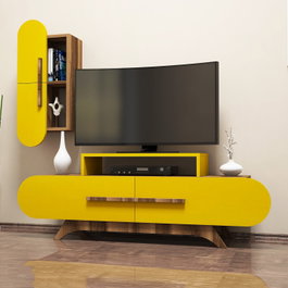 Hanah Home Mueble de TV Rose S - Walnut, Yellow